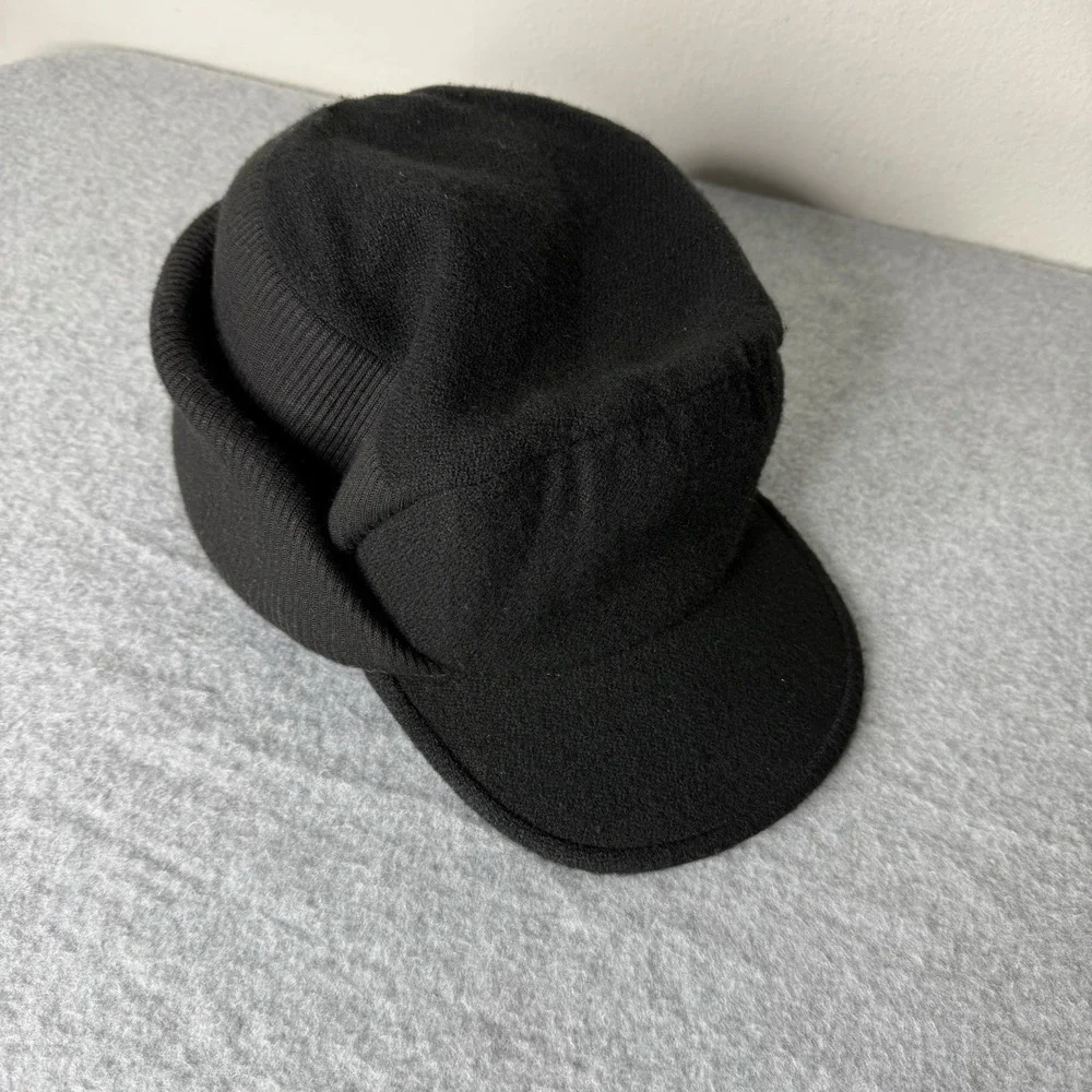 Dockers‎ Black Acrylic Wool Blend Winter Hat Ear Flap trapper Cap Small Medium
